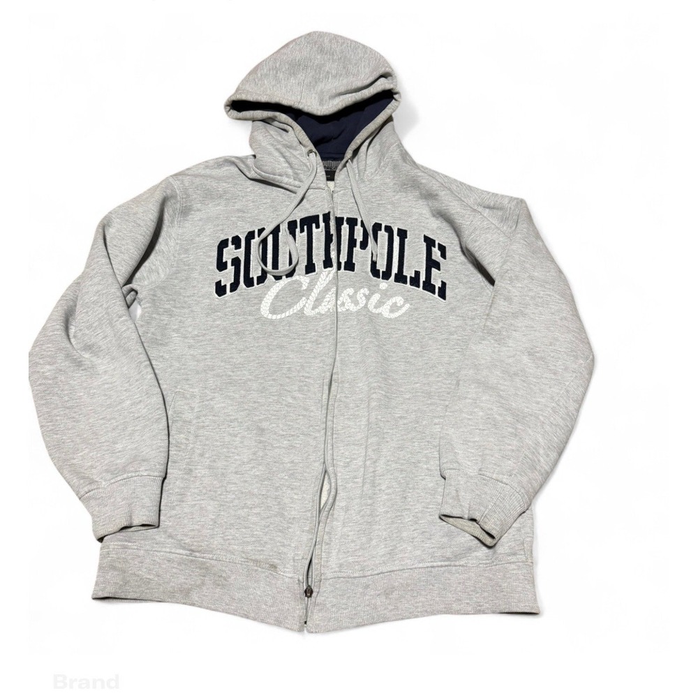Southpole Athletic Edition Zip Up Hoodie Gray Fleece Lined Men's Large Y2K